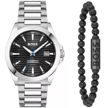 BOSS Orologio uomo 1570180 41mm cassa in acciaio inox cinturino in pelle nero analogico al quarzo
