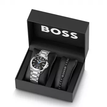 BOSS Orologio uomo 1570180 41mm cassa in acciaio inox cinturino in pelle nero analogico al quarzo