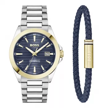 BOSS Orologio uomo 1570191 (41mm) Pilot Edition al quarzo acciaio inox pelle marrone