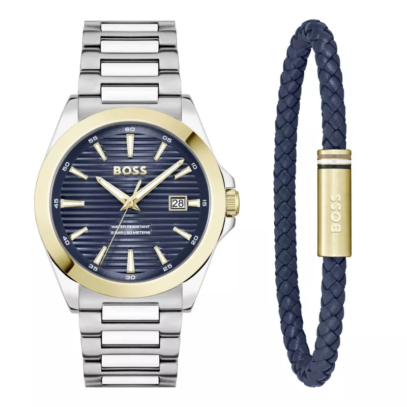 BOSS Orologio uomo 1570191 (41mm) Pilot Edition al quarzo acciaio inox pelle marrone