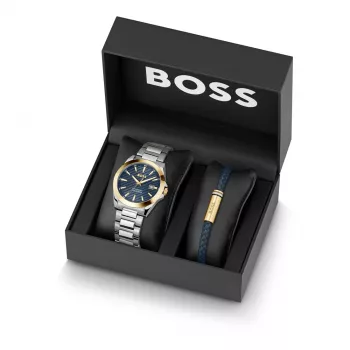 BOSS Orologio uomo 1570191 (41mm) Pilot Edition al quarzo acciaio inox pelle marrone