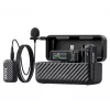 BOYA BOYAMIC 2-02 sistema microfonico wireless 2,4GHz, riduzione del rumore basata su IA, 2 ricevitori + 1 trasmettitore (USB-C) nero