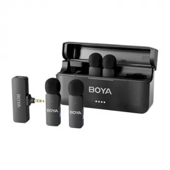 BOYA BY-V4 sistema microfono wireless 2,4GHz con 4 trasmettitori e 1 ricevitore (connettore 3,5mm) nero