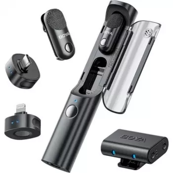 BOYA Magic-02 Microfono wireless con cuffia 2,4 GHz USB-C/Lightning/3,5 mm nero