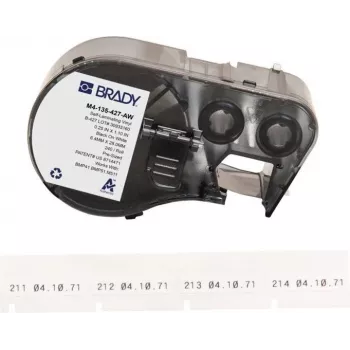 Brady B-427 etichette autolaminanti in vinile per marcatura cavi, bianco/trasparente, 38,1 mm x 38,1 mm, 240 etichette/rotolo, per BMP41/BMP51/BMP53/M511