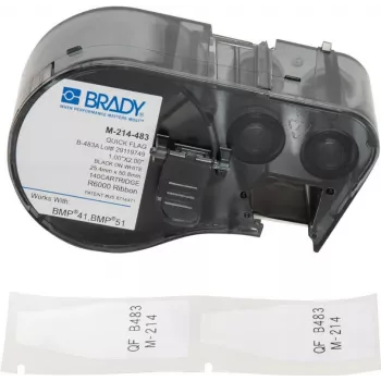 Brady M-214-483 Etichette autolaminanti in vinile per cavi e fili, bianche, 21,34 x 48,77 mm, trasferimento termico, 100 pezzi per confezione