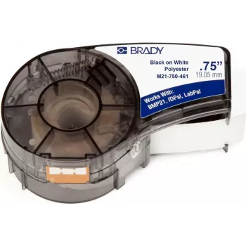 Brady M21-750-461 nastro etichettatrice continuo in poliestere B-461, nero su bianco, 19,05 mm x 6,4 m, adesivo permanente 110933