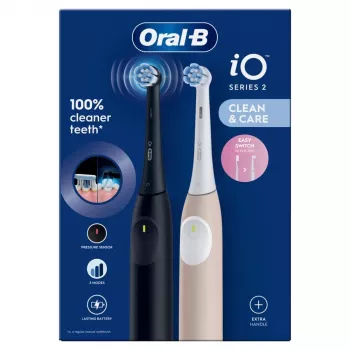 Braun Oral-B iO Series 2 Spazzolino elettrico Night Black/Calm Pink con secondo manico