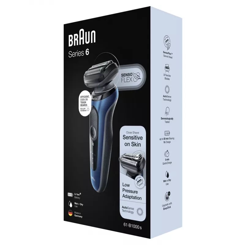 Braun Series 61 - B1000s rasoio elettrico umido e asciutto blu