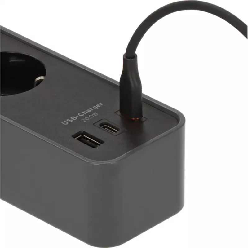Brennenstuhl Ecolor Ciabatta 4 prese con 2x USB-C, 1x USB-A, cavo 1,5m, interruttore di sicurezza, nero/antracite