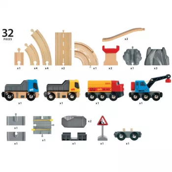 BRIO World set di caricamento pietre per strade e rotaie