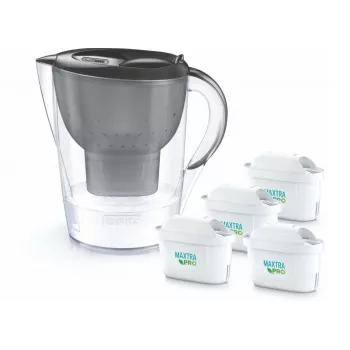 Brita Marella+ Caraffa Filtrante con 4 Cartucce Maxtra Pro Power, 2,4L, Grafite