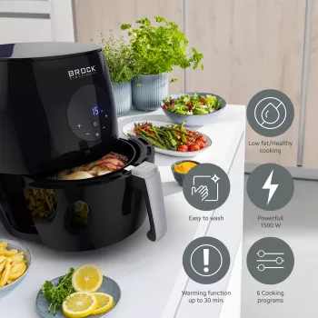 Brock AFD 3502 BK friggitrice ad aria 3,5L 1200W nero