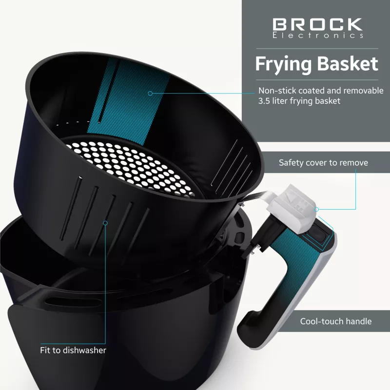Brock AFD 3502 BK friggitrice ad aria 3,5L 1200W nero
