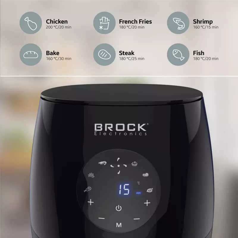 Brock AFD 3502 BK friggitrice ad aria 3,5L 1200W nero