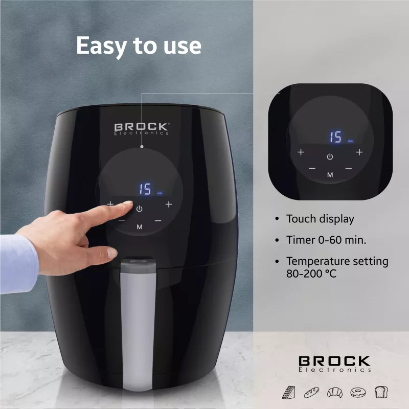 Brock AFD 3502 BK friggitrice ad aria 3,5L 1200W nero