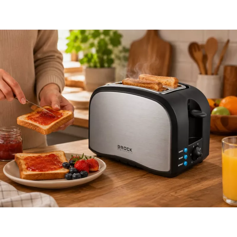Brock BT 1003 SS tostapane 800W, nero/acciaio inox