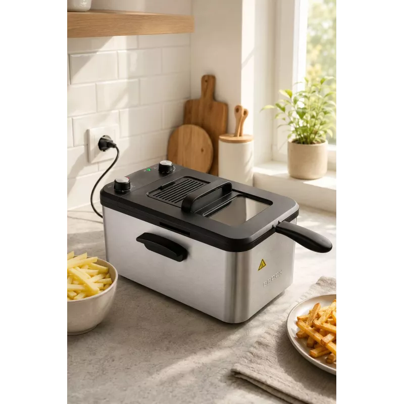 Brock DF 3001 SS friggitrice 3,2L 2200W nero/acciaio inox