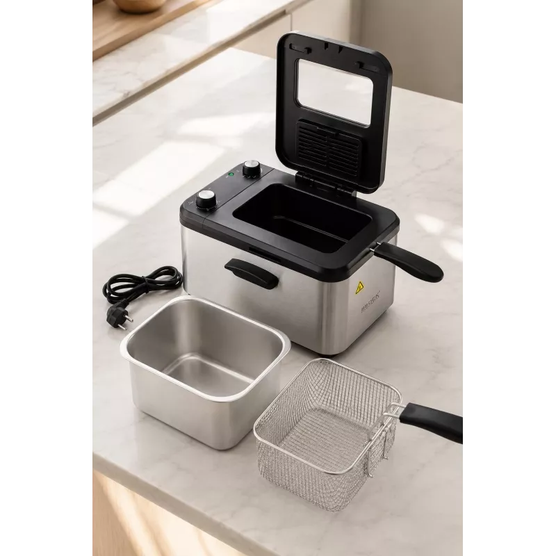 Brock DF 3001 SS friggitrice 3,2L 2200W nero/acciaio inox