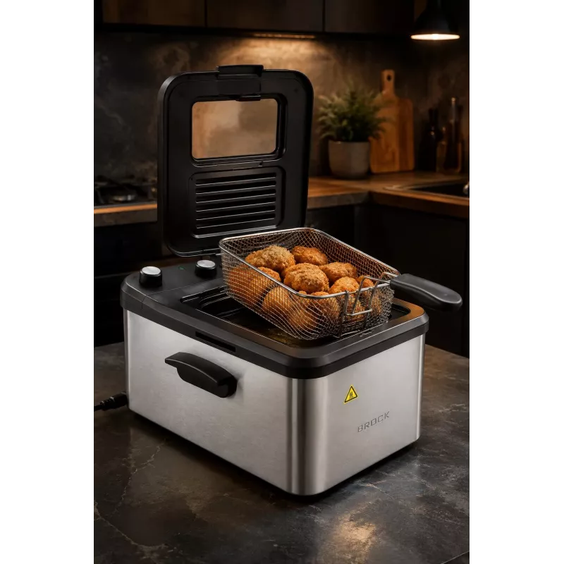 Brock DF 3001 SS friggitrice 3,2L 2200W nero/acciaio inox