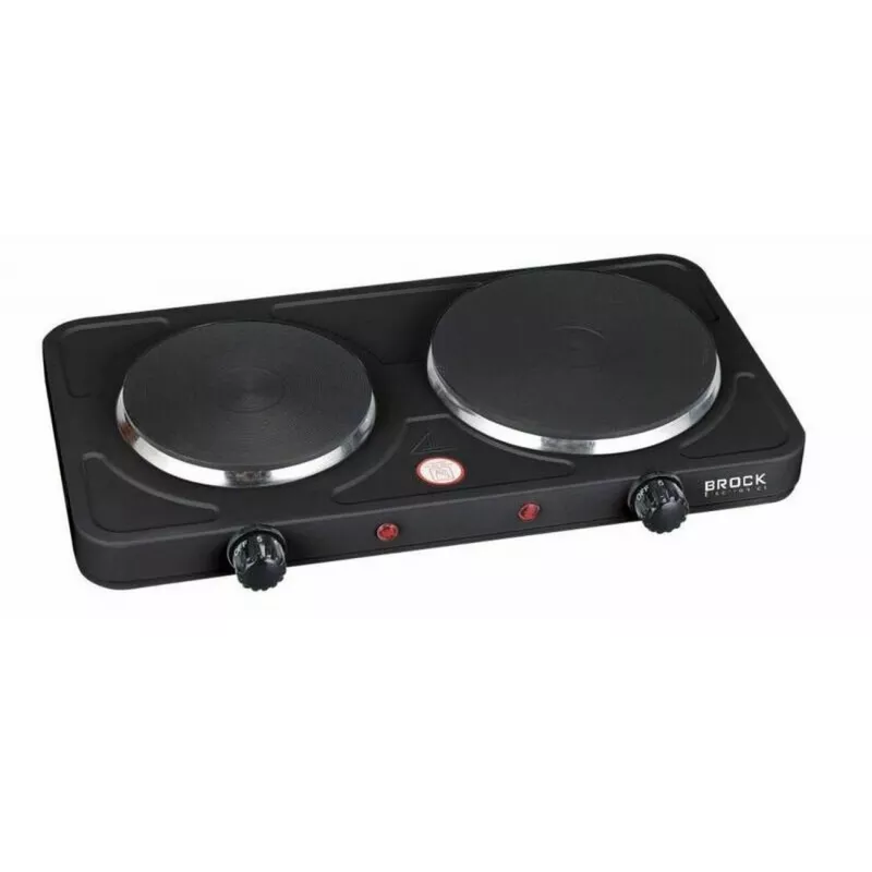 Brock EP 200 BK Piastra elettrica a due fuochi, 2500 W, nero