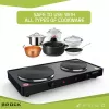 Brock EP 200 BK Piastra elettrica a due fuochi, 2500 W, nero