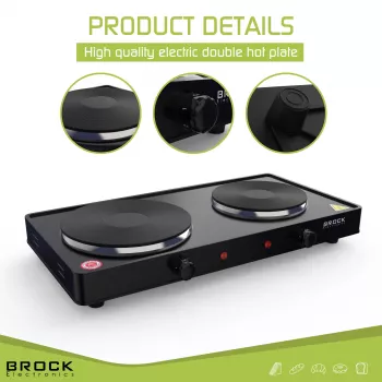 Brock EP 200 BK piastra doppia cottura, 2500 W, nero