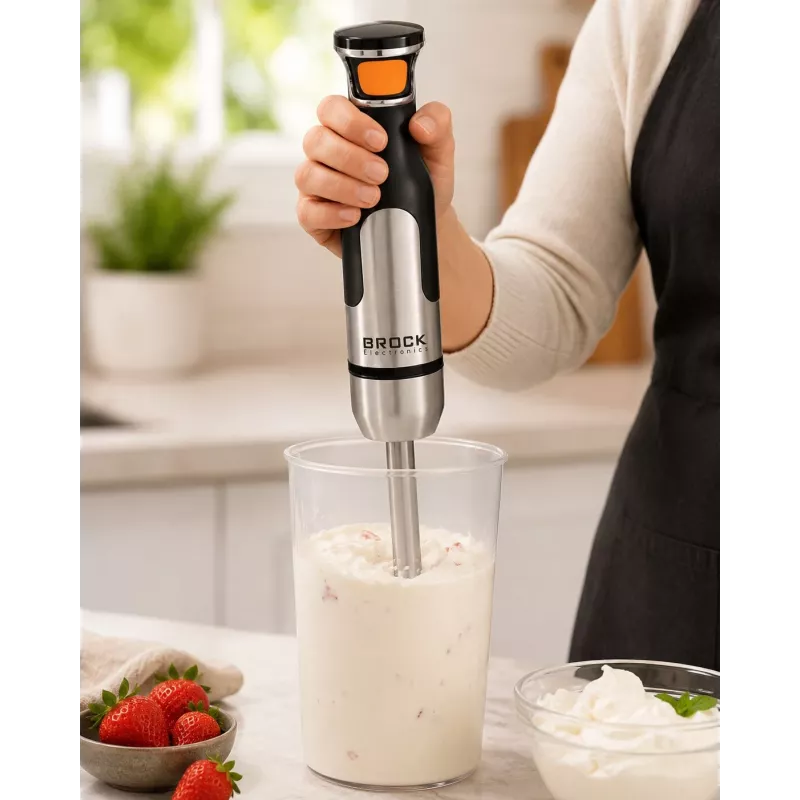 Brock HB 8001 S frullatore a immersione 700W, nero/acciaio inox