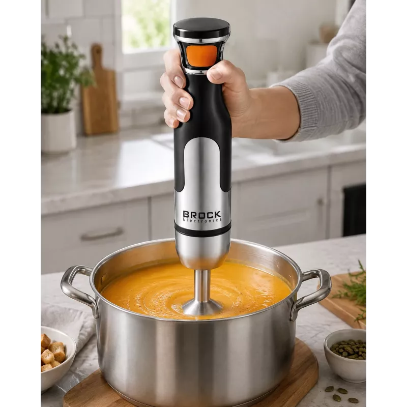 Brock HB 8001 S frullatore a immersione 700W, nero/acciaio inox