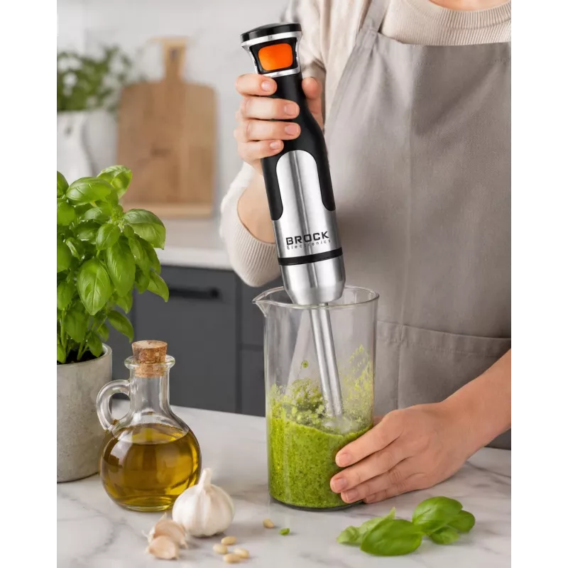 Brock HB 8001 S frullatore a immersione 700W, nero/acciaio inox