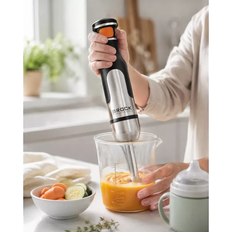 Brock HB 8001 S frullatore a immersione 700W, nero/acciaio inox