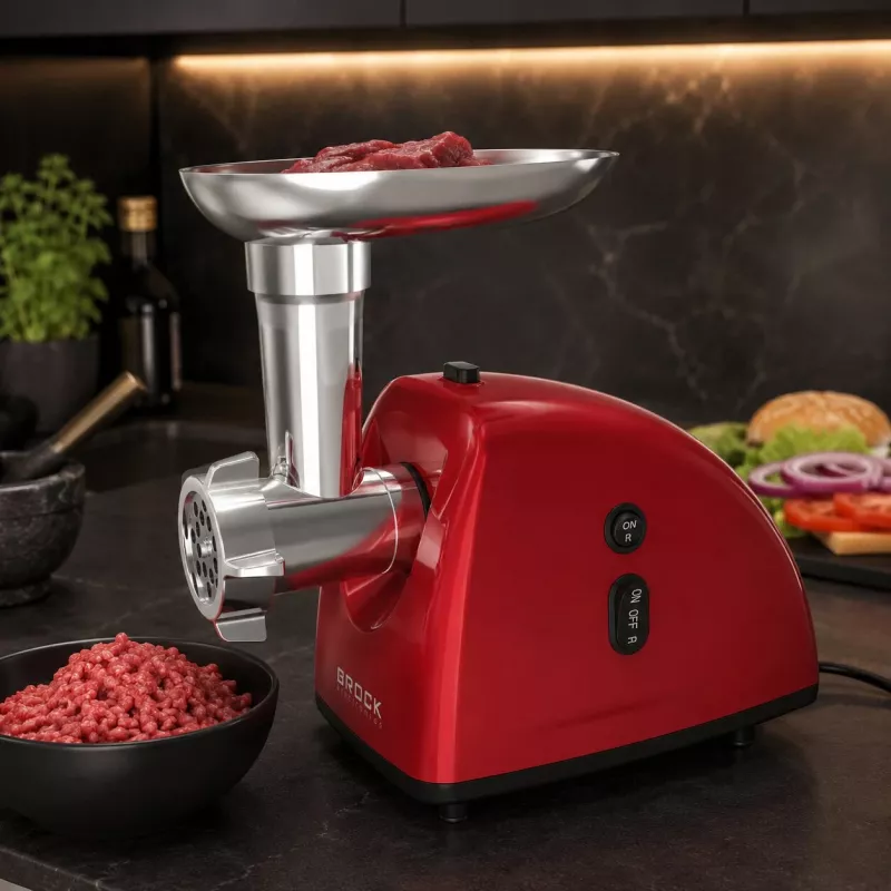 Brock MG 1502 RD tritacarne 1500W, rosso/acciaio