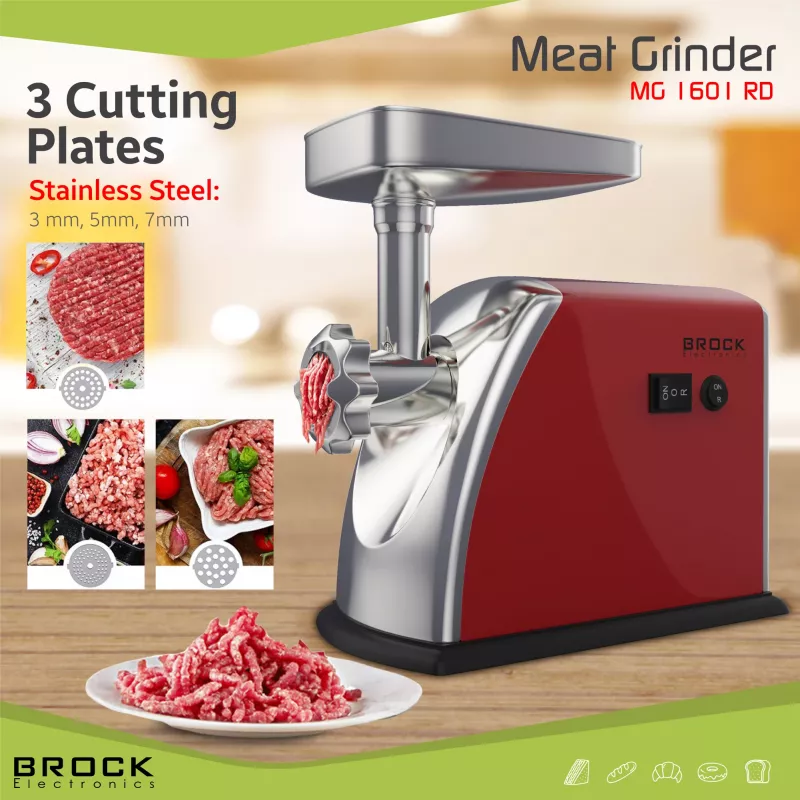Brock MG 1601 RD tritacarne 1400W, rosso/acciaio