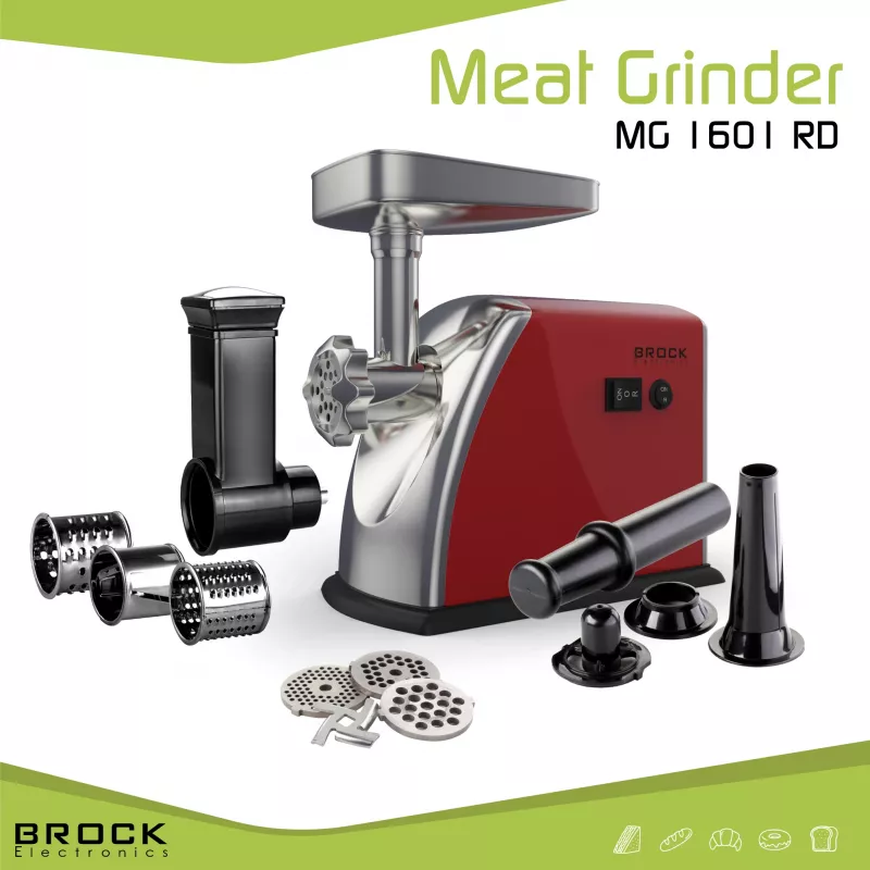 Brock MG 1601 RD tritacarne 1400W, rosso/acciaio