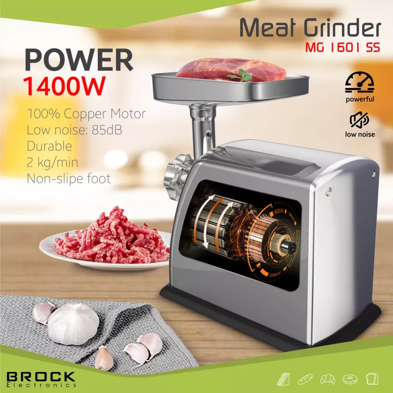 Brock MG 1601 SS tritacarne 1400W, rosso/acciaio