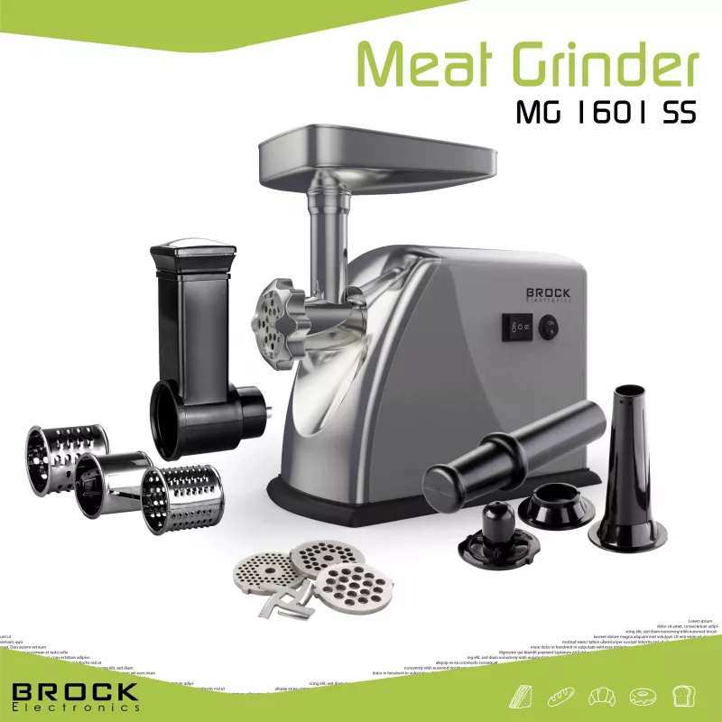 Brock MG 1601 SS tritacarne 1400W, rosso/acciaio