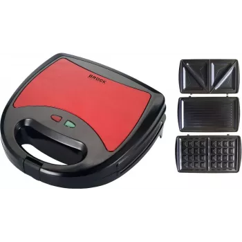Brock SSM 2003 RD sandwich maker, wafer e grill 3-in-1, 750 W, nero/rosso