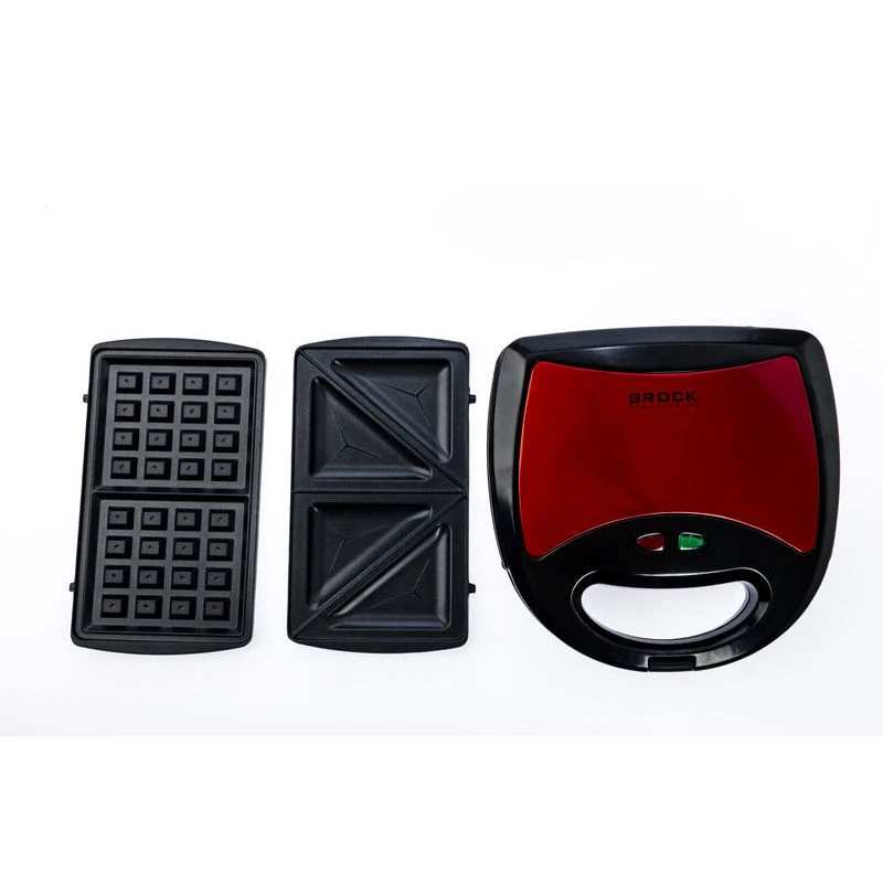 Brock SSM 2003 RD sandwich maker, wafer e grill 3-in-1, 750 W, nero/rosso