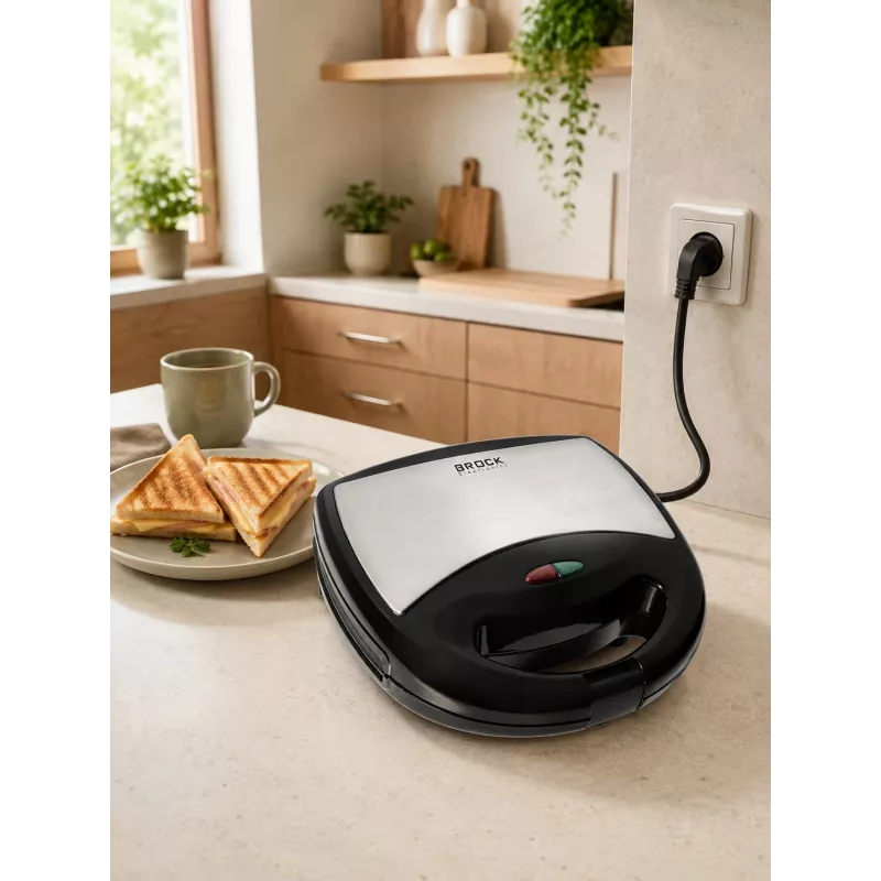 Brock SSM 2004 SS sandwich, wafer e noci 3-in-1, 750W, nero/acciaio inox