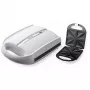 Brock SSM 3008 WH sandwich maker XXL 8 fette, 1400W, piastre triangolari antiaderenti, manico freddo, chiusura di sicurezza, conservazione verticale, bianco