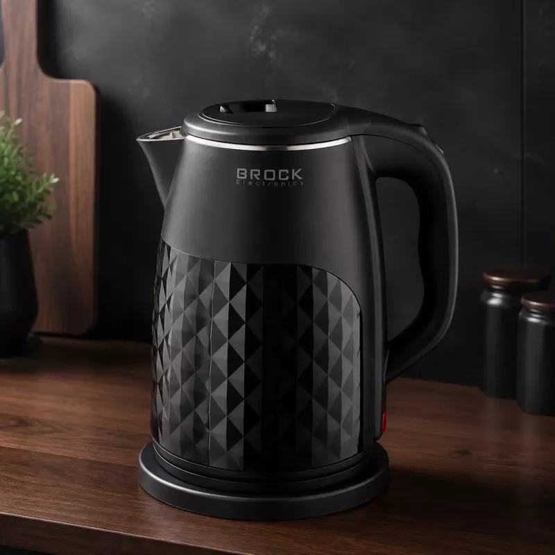 Brock WK 0618 BK bollitore elettrico a doppia parete 1,8L 1500W, nero