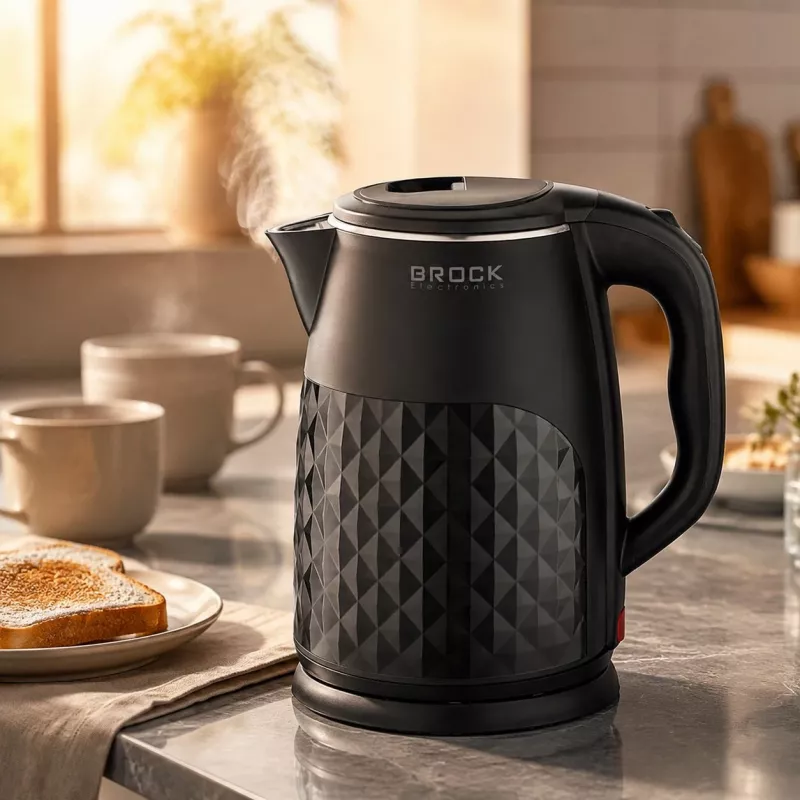 Brock WK 0618 BK bollitore elettrico a doppia parete 1,8L 1500W, nero