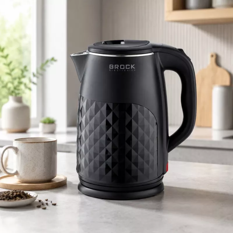 Brock WK 0618 BK bollitore elettrico a doppia parete 1,8L 1500W, nero