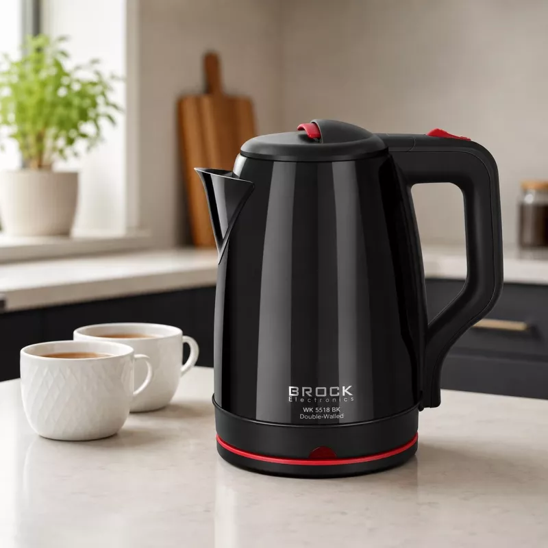 Brock WK 5518 BK bollitore elettrico 2,0L 1500W nero con base senza fili a 360°