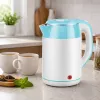 Brock WK 5521 WH bollitore elettrico 1,8L 1500W bianco/blu con base a 360°