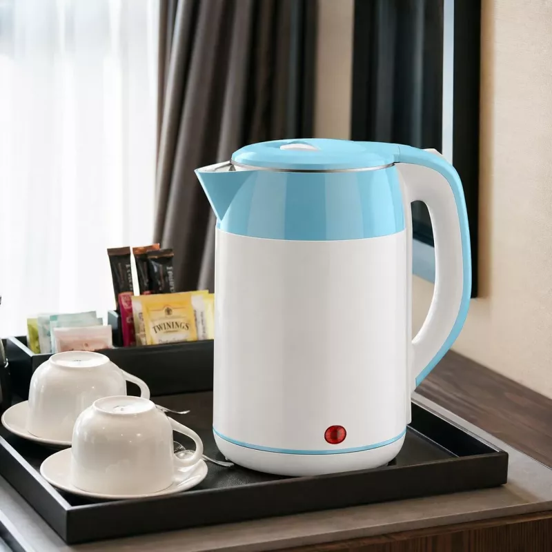 Brock WK 5521 WH bollitore elettrico 1,8L 1500W bianco/blu con base a 360°