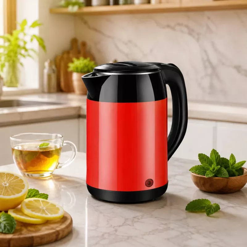Brock WK 5522 RD bollitore elettrico 1,8L 1500W nero/rosso con base a 360°