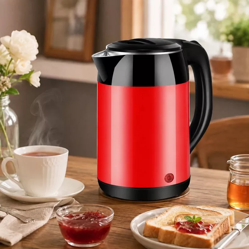 Brock WK 5522 RD bollitore elettrico 1,8L 1500W nero/rosso con base a 360°