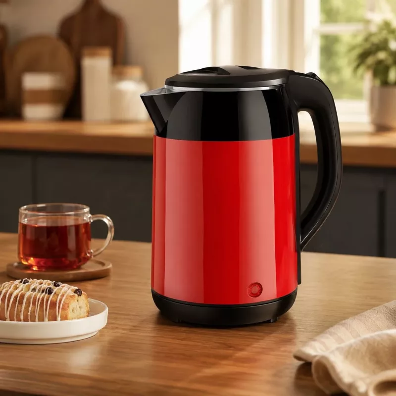 Brock WK 5522 RD bollitore elettrico 1,8L 1500W nero/rosso con base a 360°