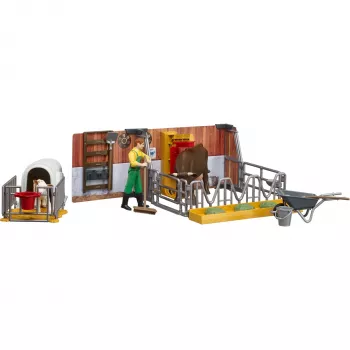 BRUDER bworld stalla per mucche e vitelli con contadino (multicolore)
